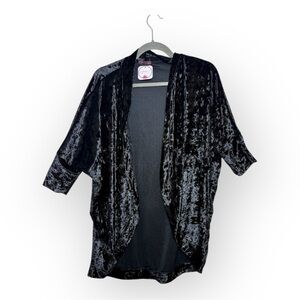 Black Crushed Velvet Open Front Kimono Cardigan NYE Holiday Party Whimsigoth S